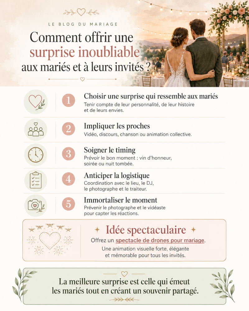 Comment offrir une surprise inoubliable aux mariés et à leurs invités